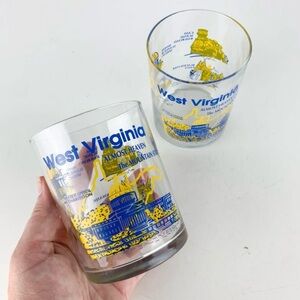 Vintage West Virginia State Almost Heaven Drinking Beverage Glasses Set of 2